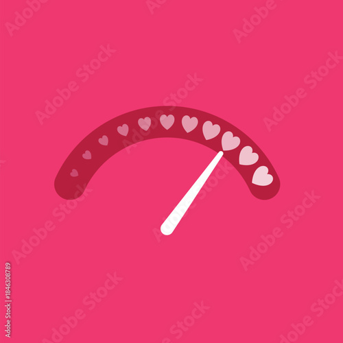 Measuring love concept. love meter. heart indicator. valentine day meter card progress. vector background