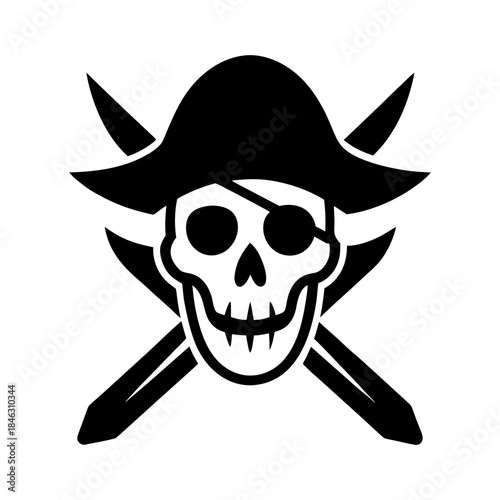 Vintage Pirate Skull Logo Vector Design.