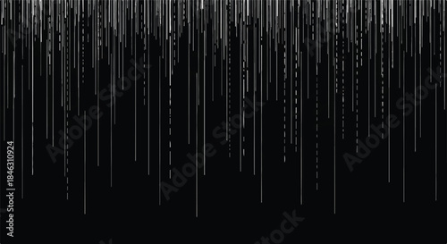 PrintDark Abstract Background with Falling Vertical White Lines, Emulating Digital Rain, Matrix Code, or Data Stream Effect