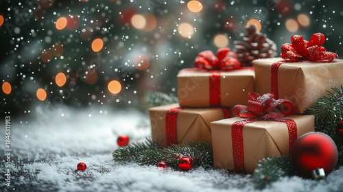 Christmas decoration on background. Merry Christmas and happy New Year background