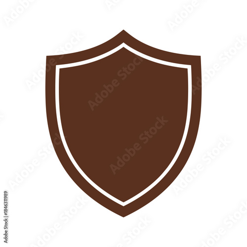 Brown shield icon on white background