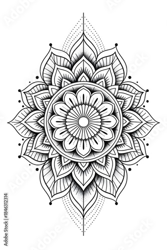 Mandala Floral Line Art