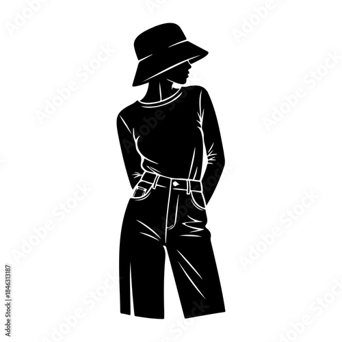 Minimal Female Silhouette Leaning Gently Sideways