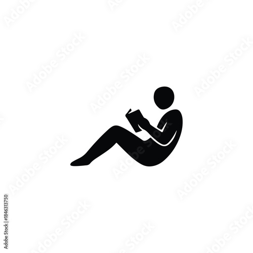Silhouette of a person reading a book, abstract symbol for knowledge and learning