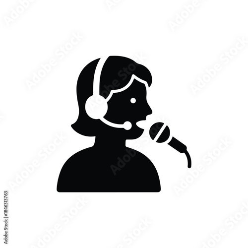 Person wearing headset and speaking into a microphone icon