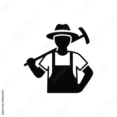 Farmer with Hoe on Shoulder Icon