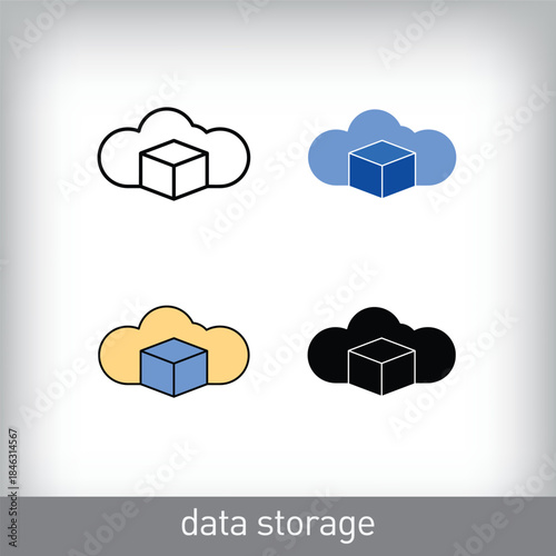 Modern cloud file transfer icon set design. Creative technology company design.