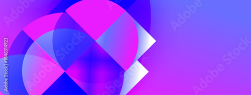 Abstract vibrant shapes blend, creating dynamic gradient effect. Pink, purple, blue hues dominate composition. Modern design.
