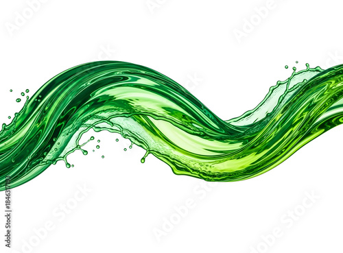 Wallpaper Mural A dynamic wave of vibrant green liquid splashing against a dark background isolated on transparent background Torontodigital.ca