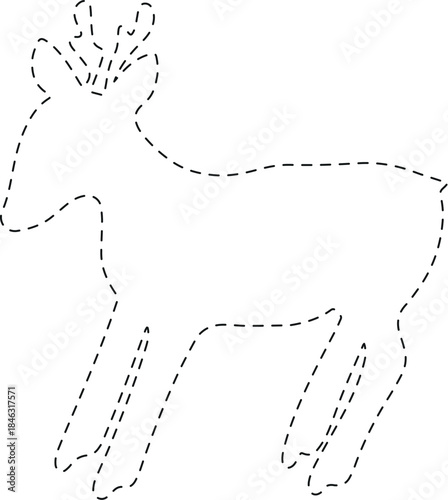Vector isolated illustration of an exercise for developing writing skills. Preschooler task to trace a deer.