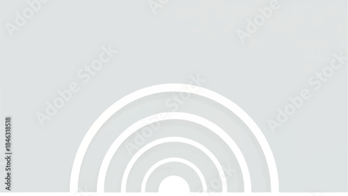 Sleek and minimalist design element showcasing a series of abstract white concentric arcs on a light grey canvas, evoking modern simplicity