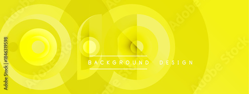 Yellow abstract circles overlap creating layered visual effect. Text reads background design centered within composition. Simple, modern aesthetic.