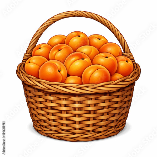 Vector Illustration of Apricot Fruits Basket