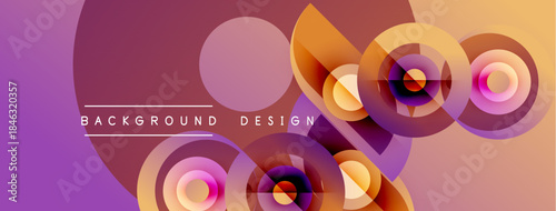 Abstract colorful background. Overlapping circles create dynamic visual effect. Gradient shades transition smoothly, modern design element.