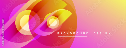 Abstract colorful layers create dynamic visual effect. Gradient shades blend, forming modern background design.