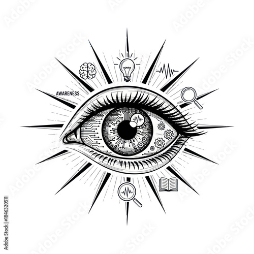 Eye of Awareness A Symbol of Knowledge and Perception.