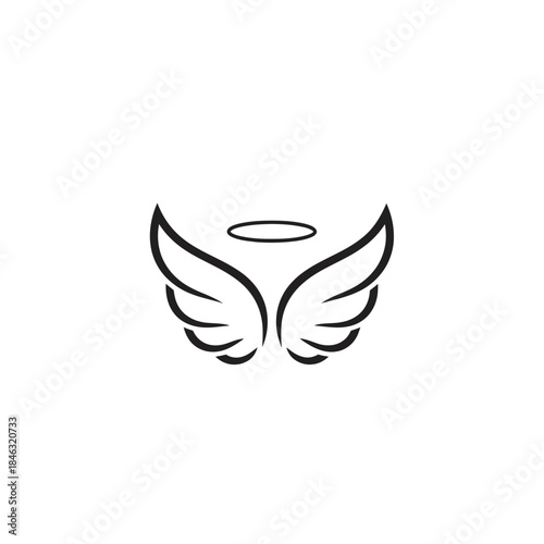 Minimalist Angel Wings and Halo Illustration for Spiritual Concepts.