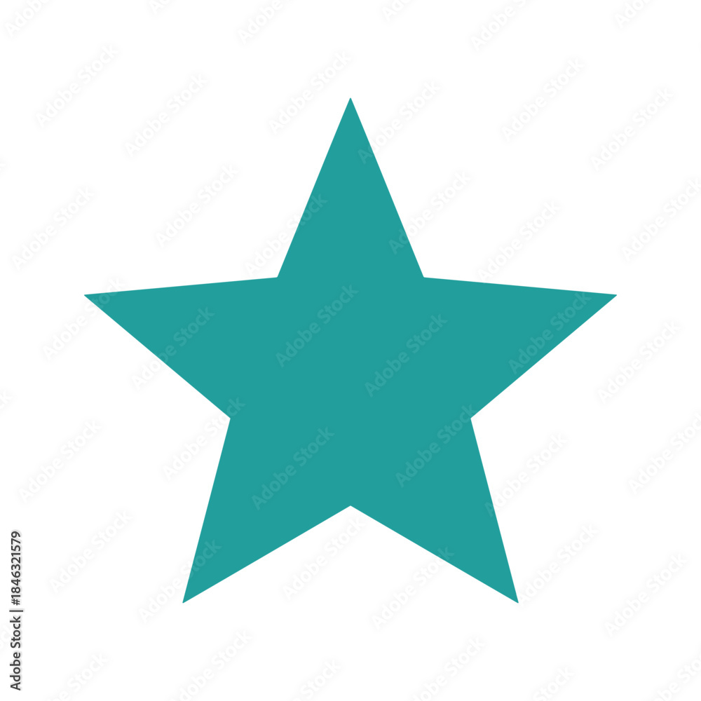 Fototapeta premium Teal star icon on white background