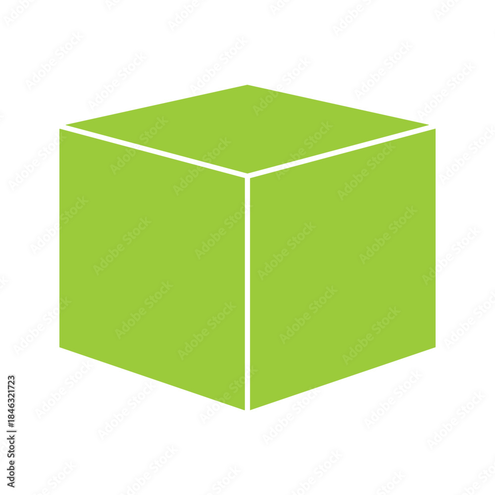 Fototapeta premium Green cube on white background
