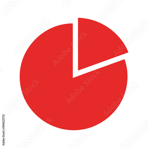 Red pie chart with one segment separated