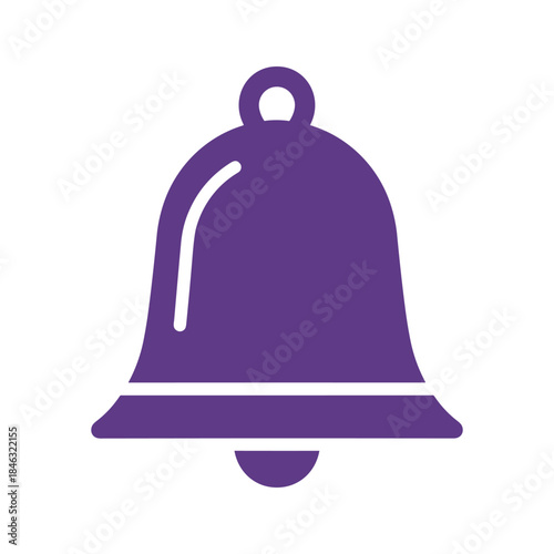 Purple bell icon on white background