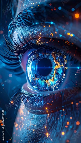 Wallpaper Mural Close-up of a digitally enhanced human eye with futuristic elements Torontodigital.ca