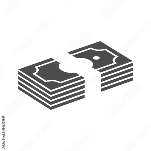 Torn stack of banknotes