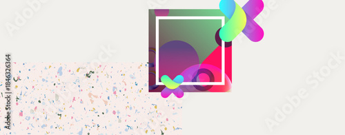 Abstract background with a dancing cloud, white color, futuristic elements, banner, geometric, and various gradients. Background for a presentation or web page