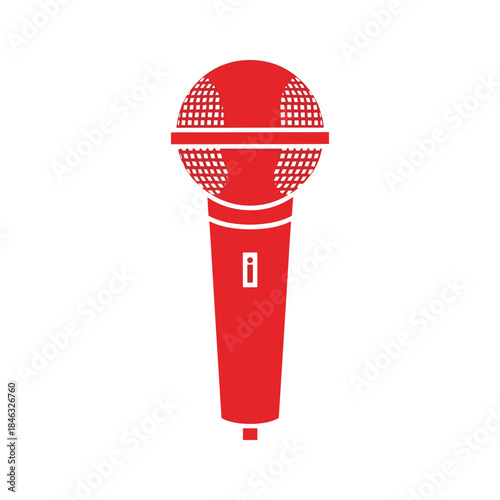 Red microphone icon on white background