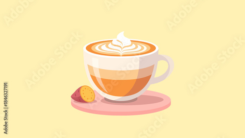 Cappuccino Coffee Cup with Whipped Cream.