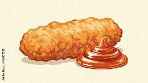 Crispy Fried Chicken Strip with Ketchup.