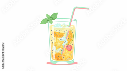 Glass of Orange Juice with Mint.