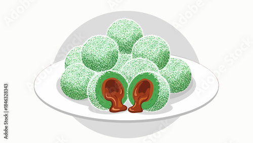 Green Coconut Balls with Red Filling.