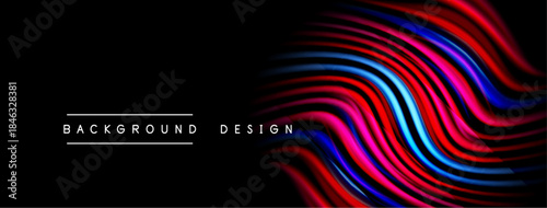 Abstract flowing lines create vibrant wave pattern. Dark background emphasizes colorful design elements. Modern aesthetic.