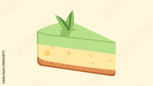 Slice of Green Topped Creamy Cake.
