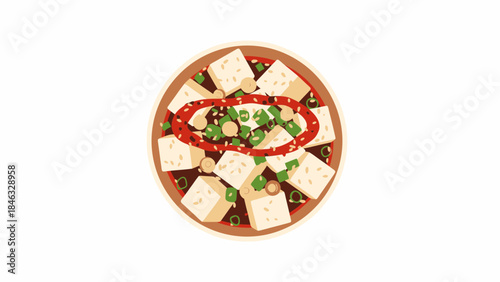 Tofu pieces on a plate with garnish.