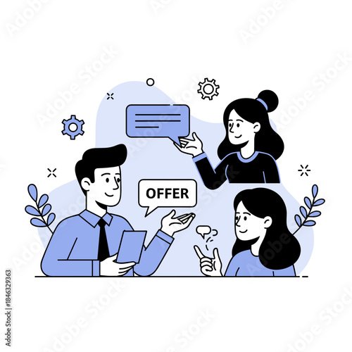 business offer discussion in blue and black clip art preview