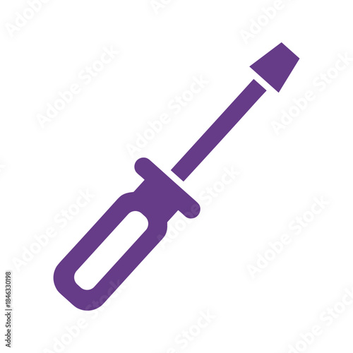 Purple screwdriver icon on white background