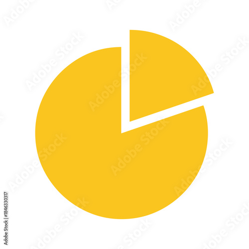 Yellow pie chart on white background