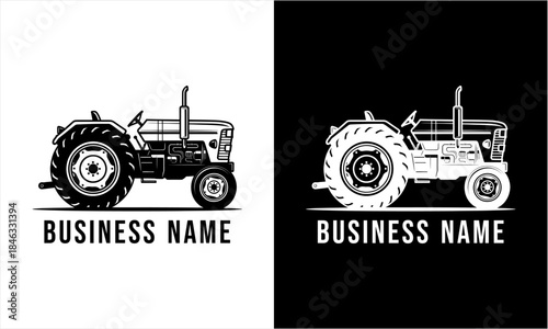 Vintage Farm Tractor Logo Design Illustration for Agricultural Business Branding.