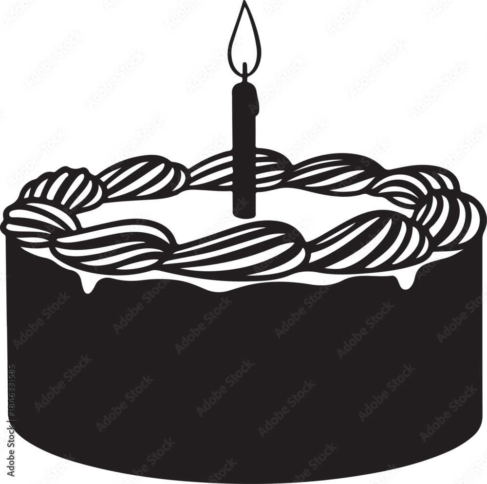 Fototapeta premium Birthday Cake & Dessert Icons Set – Black Silhouette Cake Vector Bundle for Party, Bakery & Celebration Designs