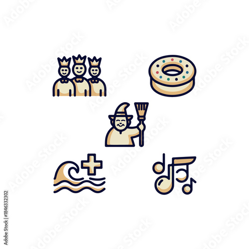 Safari Duo-Tone Icon Set – Epiphany & Three Kings Day: Global Traditions