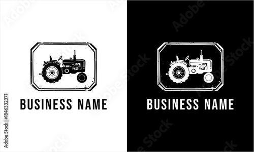 Vintage Tractor Logo Design for Agricultural Business Branding.
