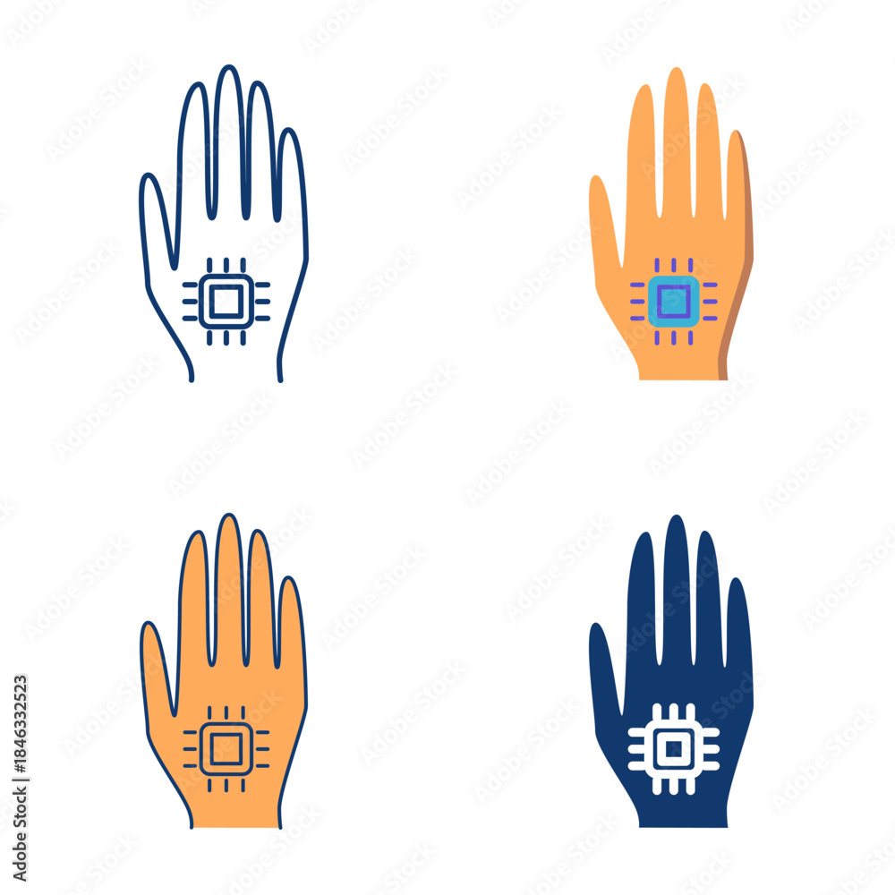 Fototapeta premium Implantable chip icon set