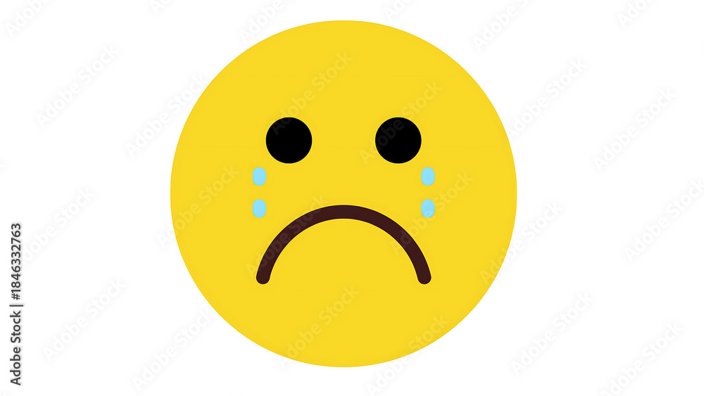 Fototapeta premium Crying Sad Emoji Icon Vector Illustration on White Background