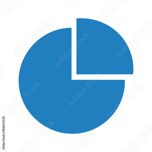Blue pie chart on white background
