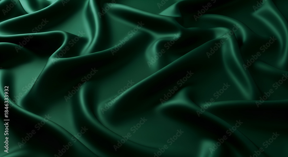 Obraz premium Emerald Green Satin Fabric Texture Background