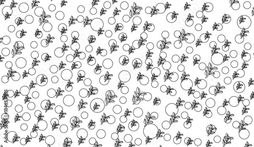 Black and white floral circles pattern for graphic design and decorative use