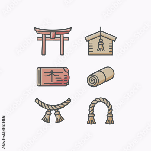 Antique set of wooden chairs and a stool featuring 3d furniture design elements for interior home decoration or office icon vector illustration