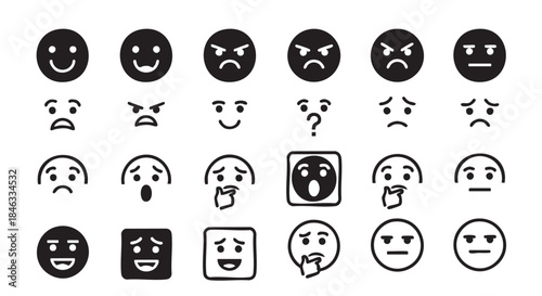 Diverse collection of emotion faces representing a range of human feelings